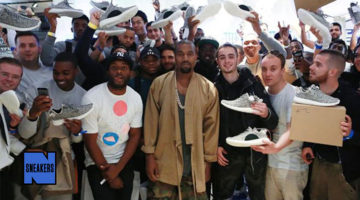 Kanye West junto a los sneakerheads fans de las Adidas Yeezy Boost